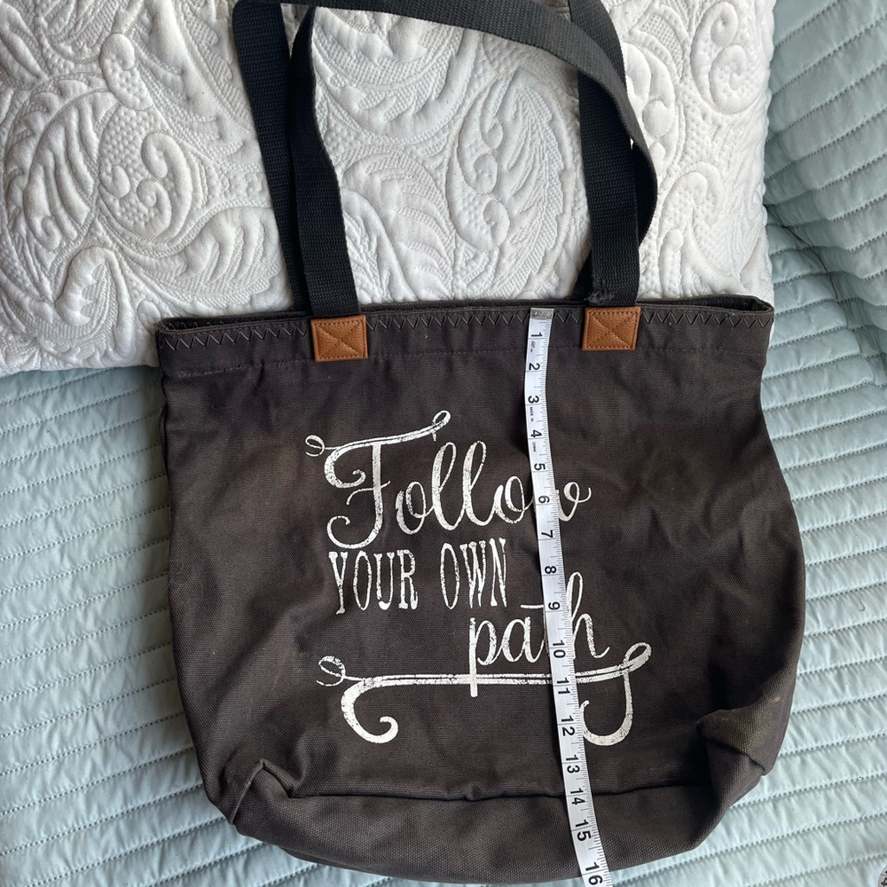 Thirty-One Gray Tote with White Script